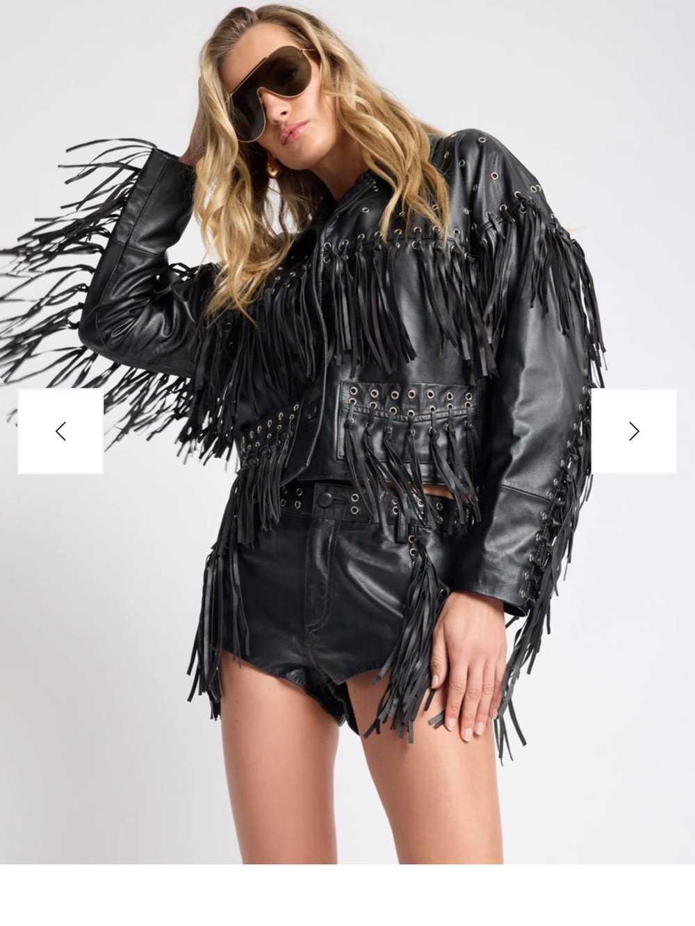 One Teaspoon Rogue Rodeo Black Fringe Leather Jacket with Eyelet Detail medium